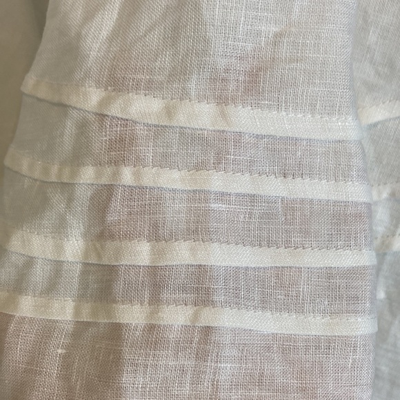 Pampelone Ella White 100% Linen Mini Dress Sz S Fit & Flare Beach Boho Vacation - Picture 7 of 16